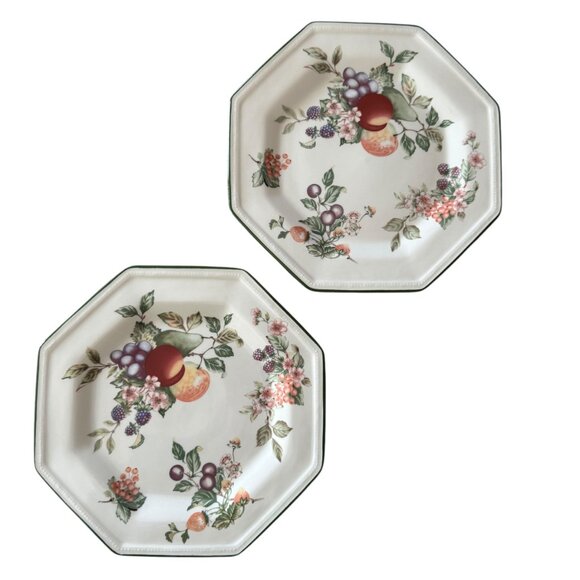 Johnson Brothers FRESH FRUIT Dinner Plates England Porcelain Octagonal Set Of 2 - Picture 1 of 13